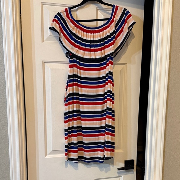 Lane Bryant Dresses & Skirts - Lane Bryant Multicolor Striped Off-Shoulder Dress